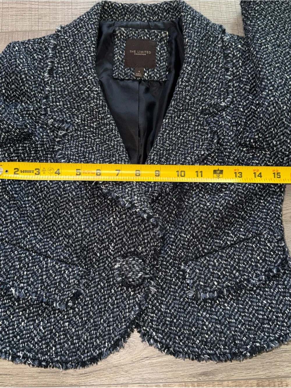 The Limited Women's Black & Gray Tweed Cropped Jacket size small